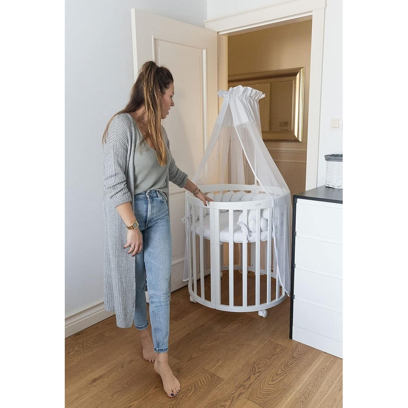 Waldin Oval Baby 7合1嬰兒床/側床/嬰兒床/遊戲圍欄(含床墊)