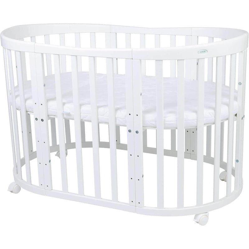 Waldin Oval Baby 7合1嬰兒床/側床/嬰兒床/遊戲圍欄(含床墊)