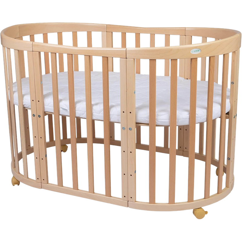 Waldin Oval Baby 7合1嬰兒床/側床/嬰兒床/遊戲圍欄(含床墊)