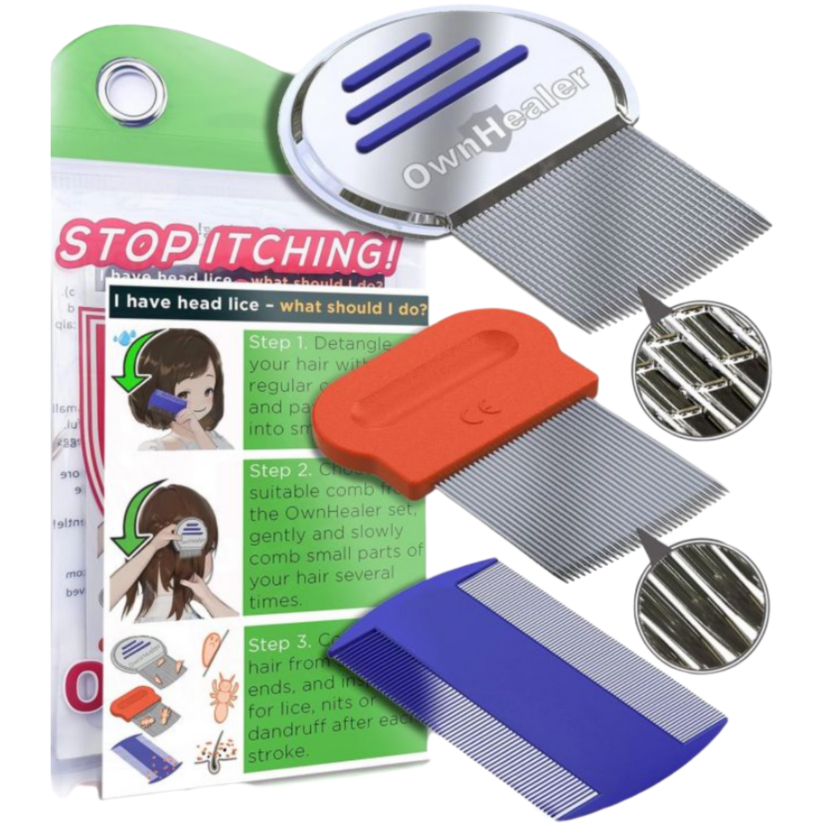 OWNHEALER Professional Lice Comb Kit