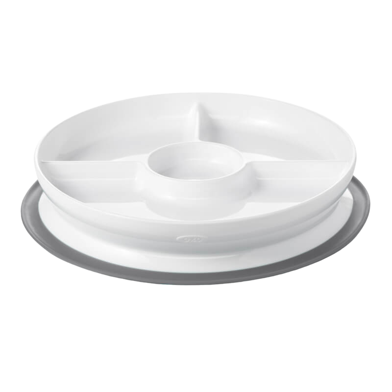 OXO Tot Stick & Stay Suction Divided Plate - Grey