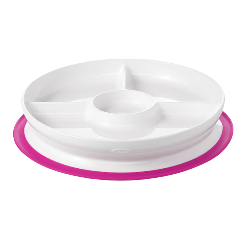 OXO Tot Stick & Stay Suction Divided Plate - Pink