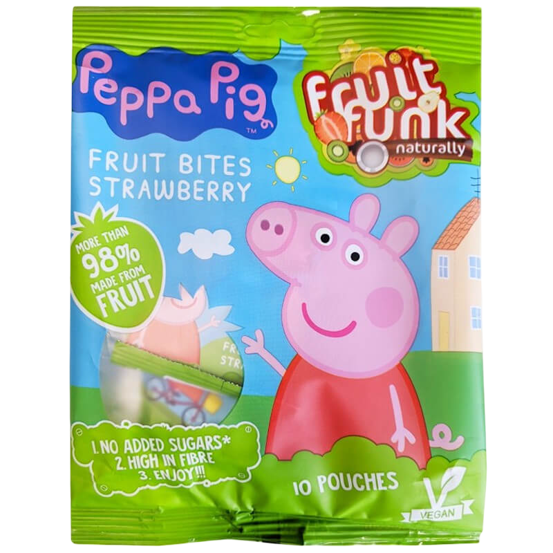 Fruitfunk Peppa Pig Fruit Bites Strawberry 10 pouces x 10g (Individual Packs)