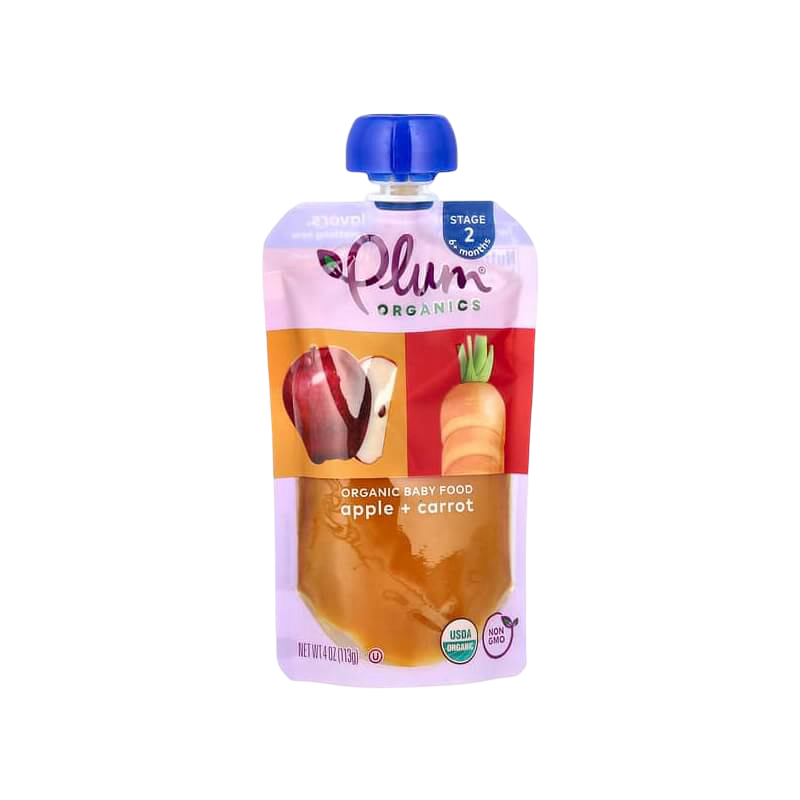 Plum Organics Organic Baby Food 6+ Months Apple + Carrot 4 oz (113 g)