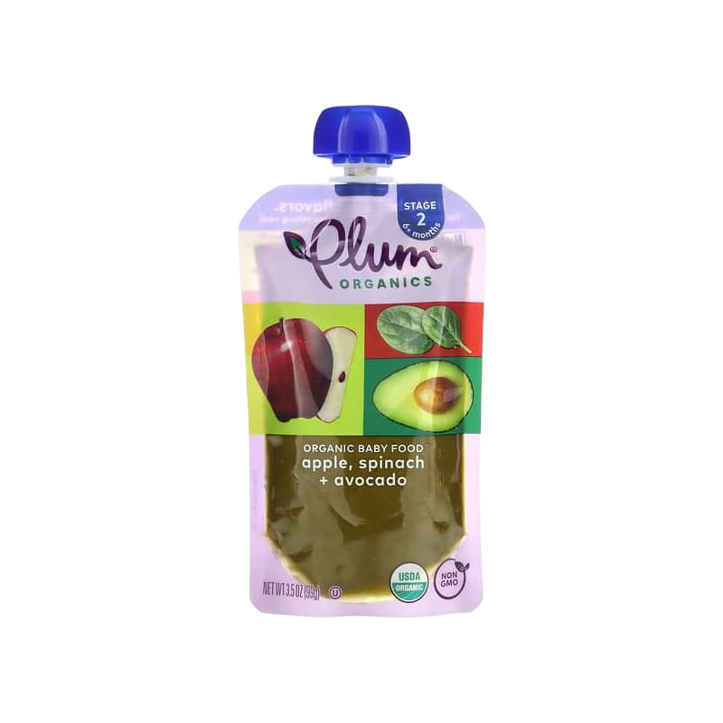 Plum Organics Organic Baby Food 6+ Months Apple Spinach + Avocado 3.5 oz (99 g)