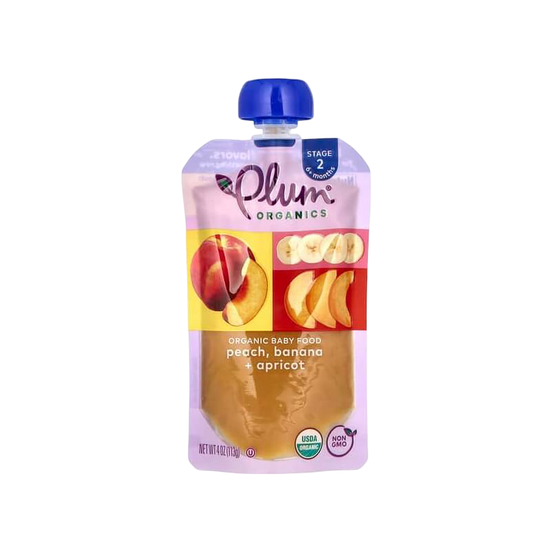 Plum Organics 有機嬰兒食品(6個月以上適用)桃子香蕉杏子口味 4盎司(113克)