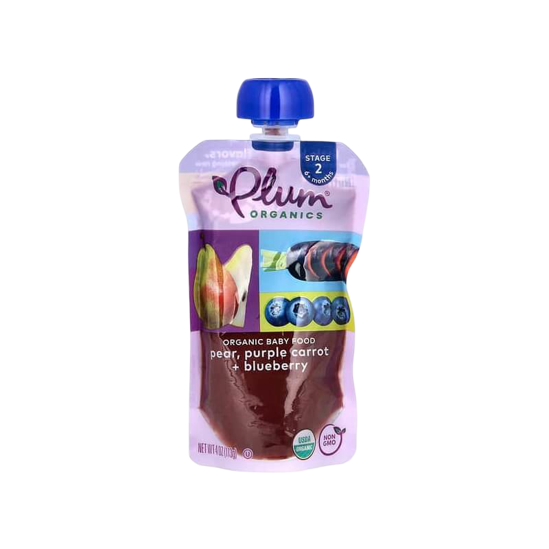 Plum Organics Organic Baby Food 6+ Months Pear Purple Carrot & Blueberry 4 oz (113 g)