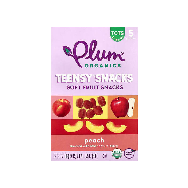Plum Organics Teensy Soft Fruits Snacks 12+ Months Peach 5 Packs 0.35 oz (10 g) Each