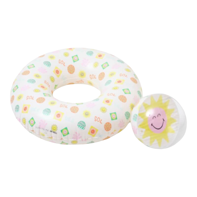 SUNNYLiFE Pool Ring & Ball Set - SmileyWorld Sol Sea
