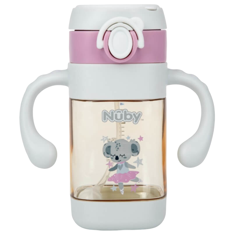 Nuby PPSU 防漏翻蓋杯,附把手和加重吸管