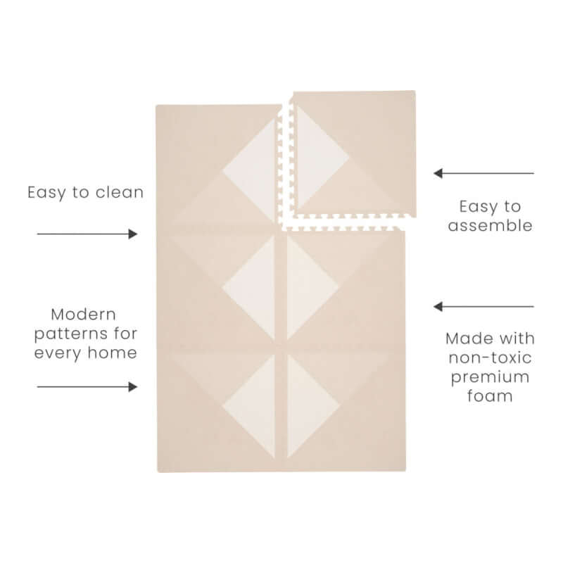 Toddlekind Premium Foam Play Mats 120x180cm - Kyte Collection - Mocha