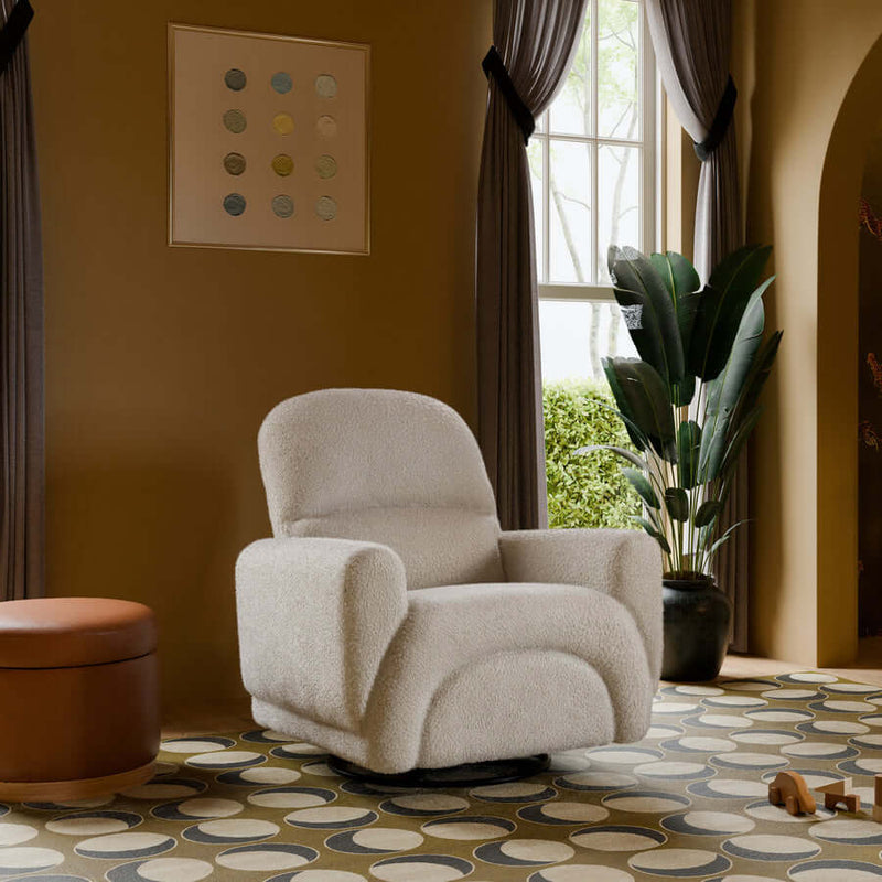 Babyletto Rainbow Recliner and Swivel Glider - Almond Teddy Loop