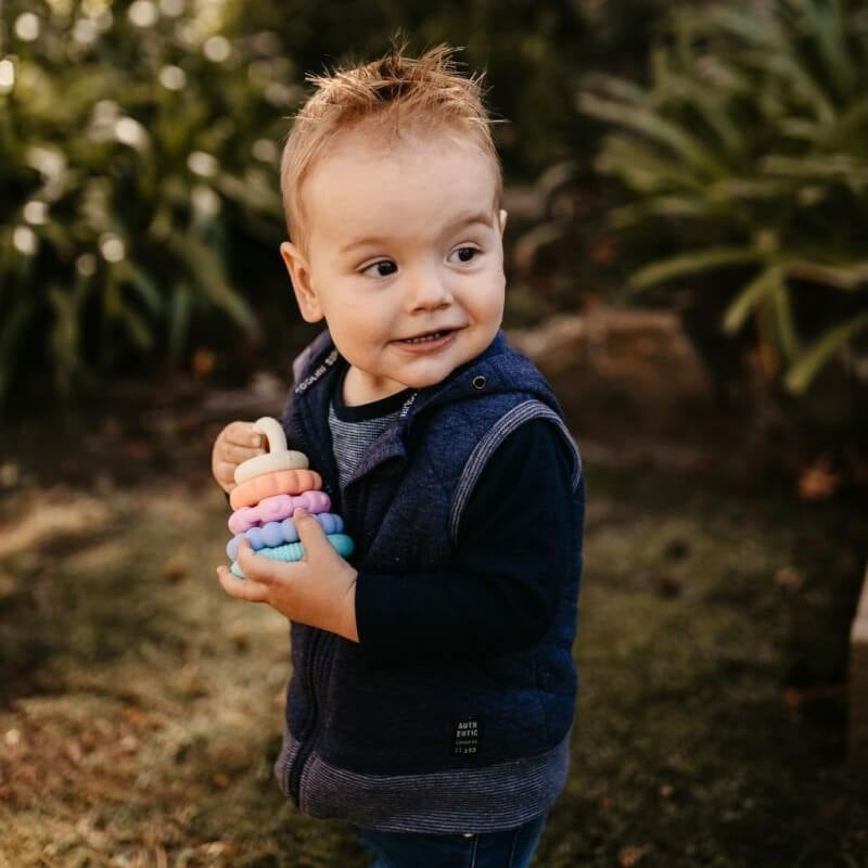 Jellystone Designs Rainbow Stacker and Teether Toy - Pastel