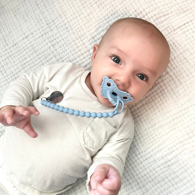 RaZbaby RaZzies Pacifier Holder - Pink/Beige