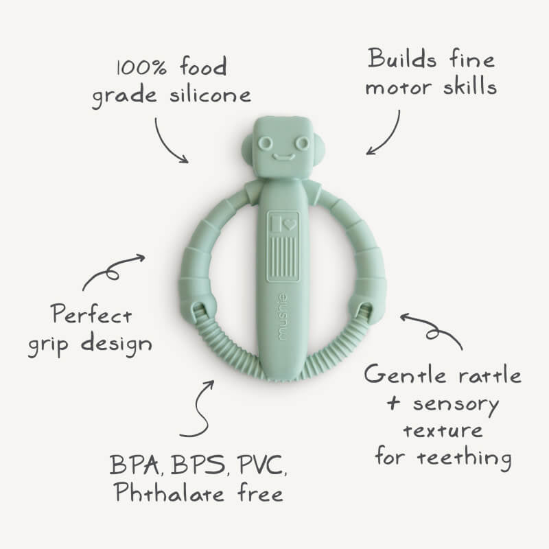 Mushie Robot Rattle Teether