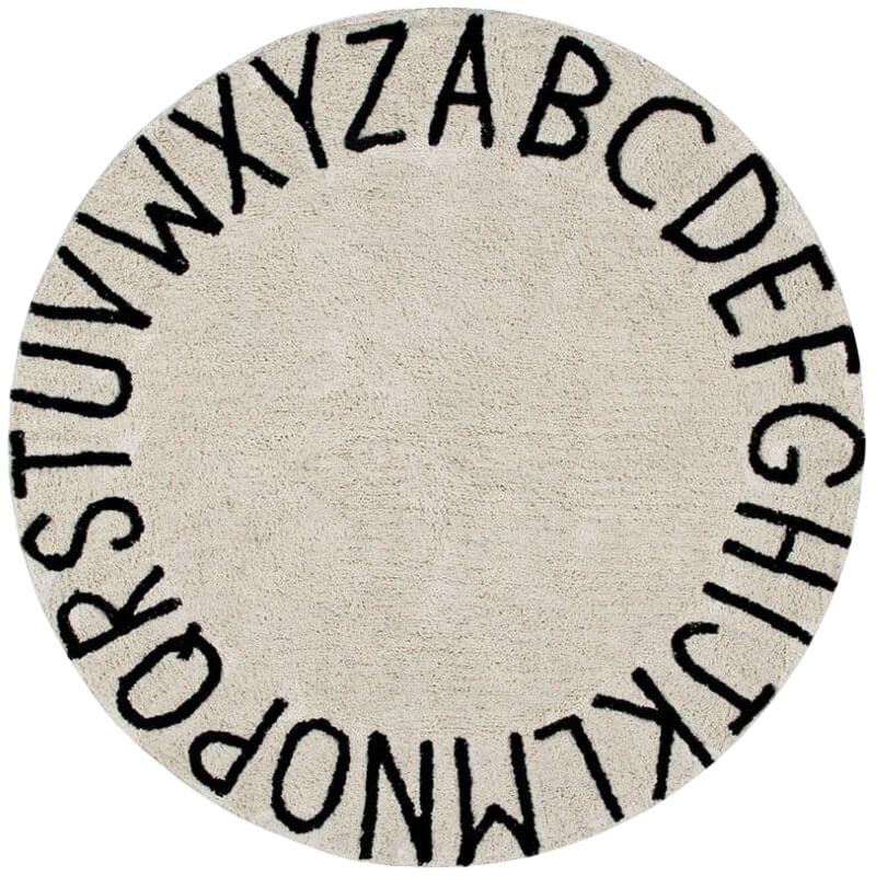 Lorena Canals 可水洗圓形地毯 ABC - 自然黑 Ø150cm