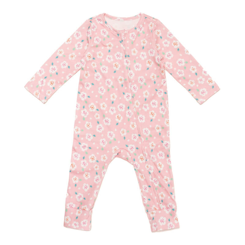 Cotton Pigs Sakura Organic Zip-Up Sleepsuit