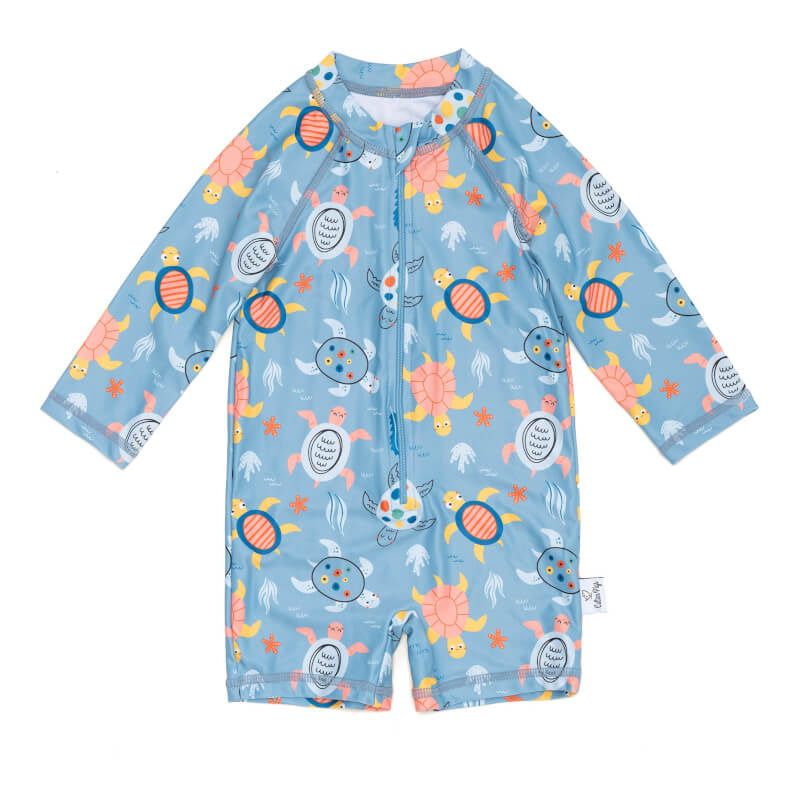 棉豬海龜圖案嬰兒幼兒防曬泳衣