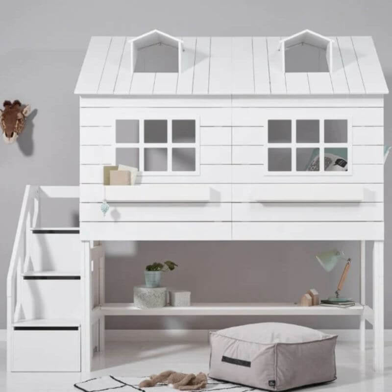 LIFETIME Kidsrooms Semi High House Bed - Lake House 90x200cm - White