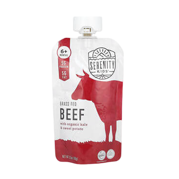 Serenity 兒童牛肉泥配有機羽衣甘藍和地瓜 6 個月以上 3.5 盎司 (99 克)