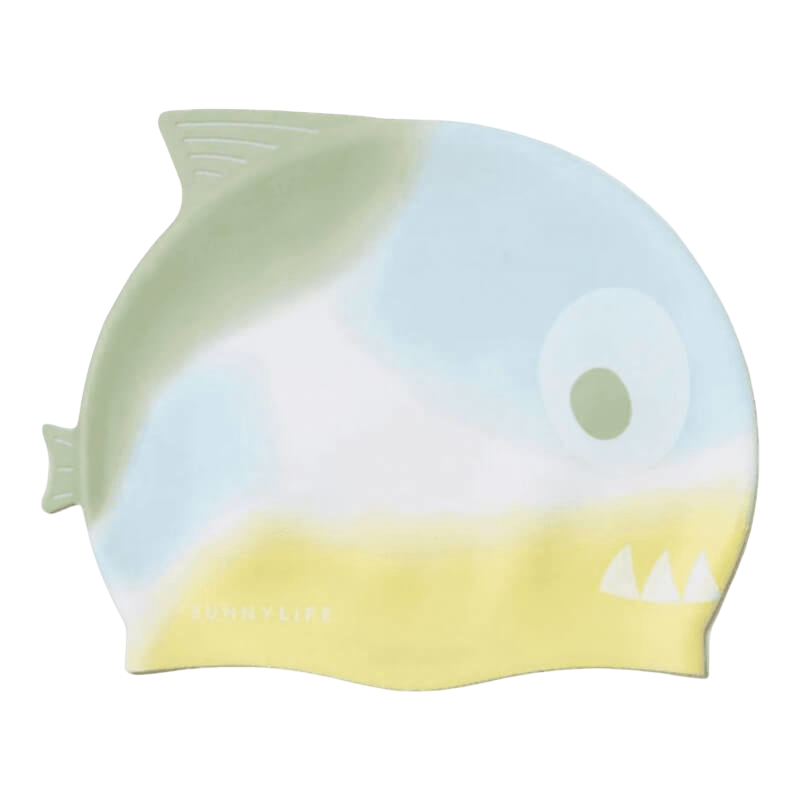 SUNNYLiFE Shaped Swimming Cap - Shark Tribe Khaki Ombre