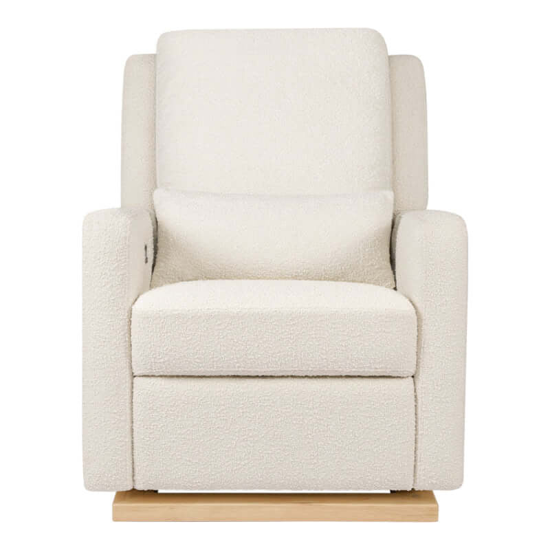 Babyletto Sigi Electronic Recliner & Glider w/ USB Port - Ivory Boucle with Light Wood Base