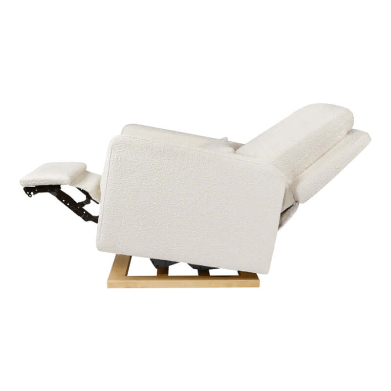 Babyletto Sigi Electronic Recliner & Glider w/ USB Port - Ivory Boucle with Light Wood Base