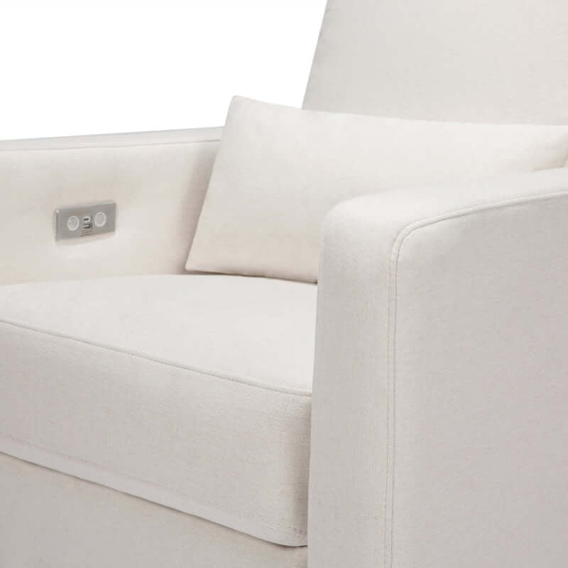 Babyletto Sigi Electronic Recliner & Glider w/ USB Port - Performance Cream Eco-Weave with Light Wood Base