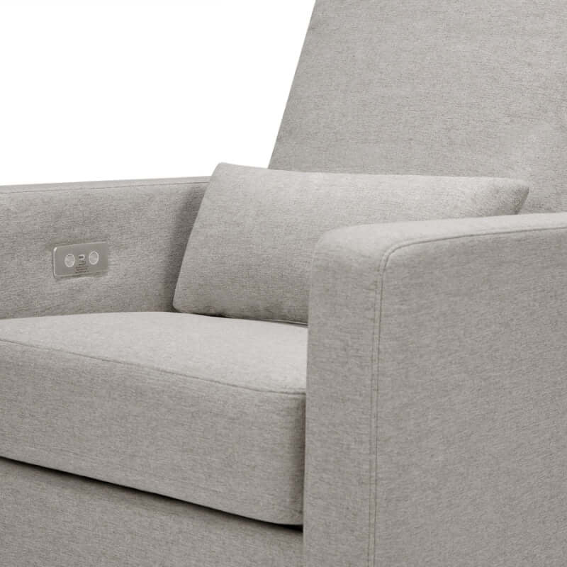 Babyletto Sigi Electronic Recliner & Glider w/ USB Port - Performance Grey Eco-Weave with Light Wood Base