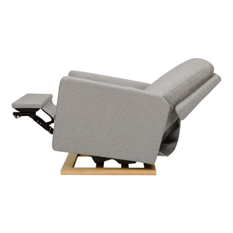 Babyletto Sigi Electronic Recliner & Glider w/ USB Port - Performance Grey Eco-Weave with Light Wood Base