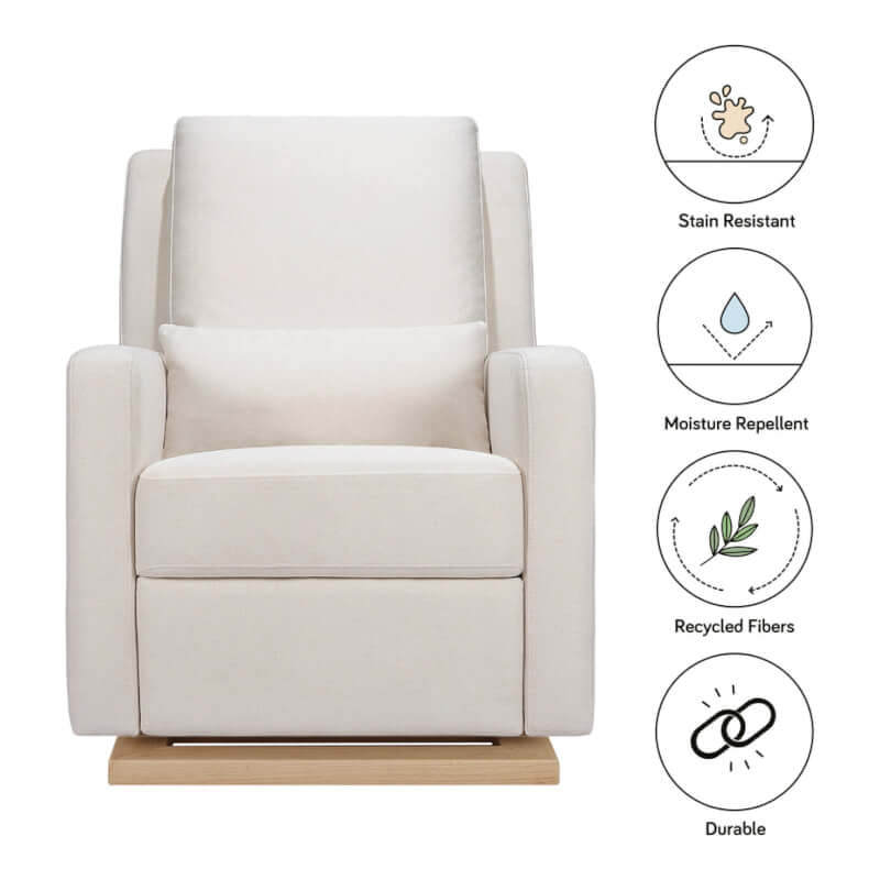 Babyletto Sigi Recliner & Glider - Performance Cream Eco-Weave with Light Wood Base