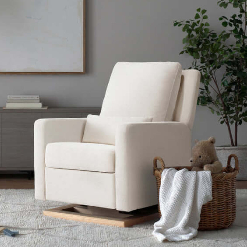 Babyletto Sigi Recliner & Glider - Performance Cream Eco-Weave with Light Wood Base