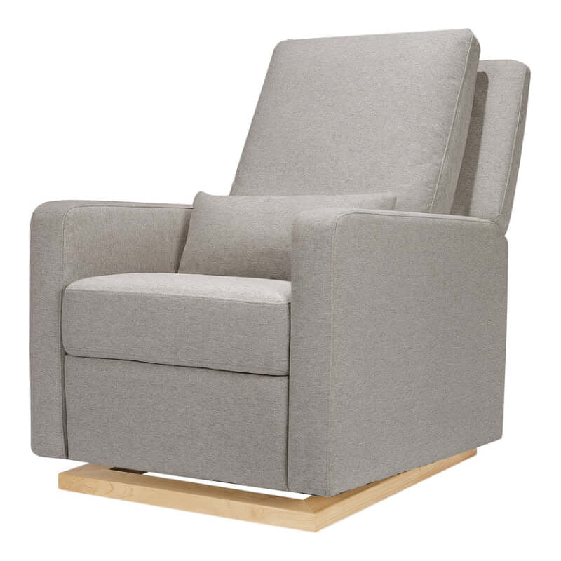 Babyletto Sigi Recliner & Glider - Performance Grey Eco-Weave with Light Wood Base