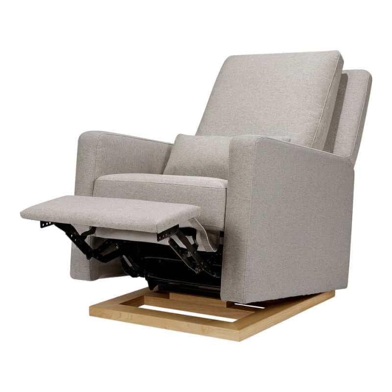 Babyletto Sigi Recliner & Glider - Performance Grey Eco-Weave with Light Wood Base