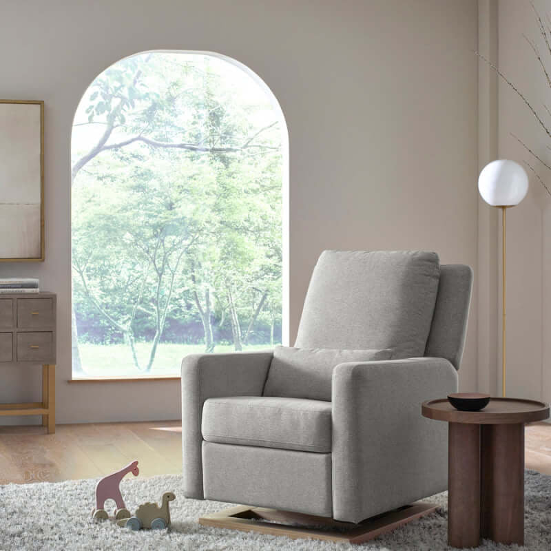 Babyletto Sigi Recliner & Glider - Performance Grey Eco-Weave with Light Wood Base