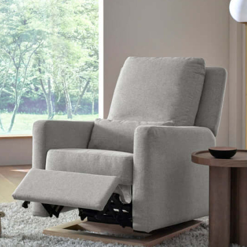Babyletto Sigi Recliner & Glider - Performance Grey Eco-Weave with Light Wood Base