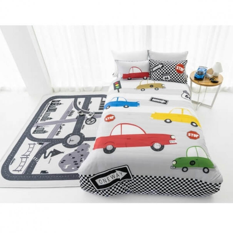 Jadaloo Anti-Dustmite Single Bed Duvet Set - Racing Cars