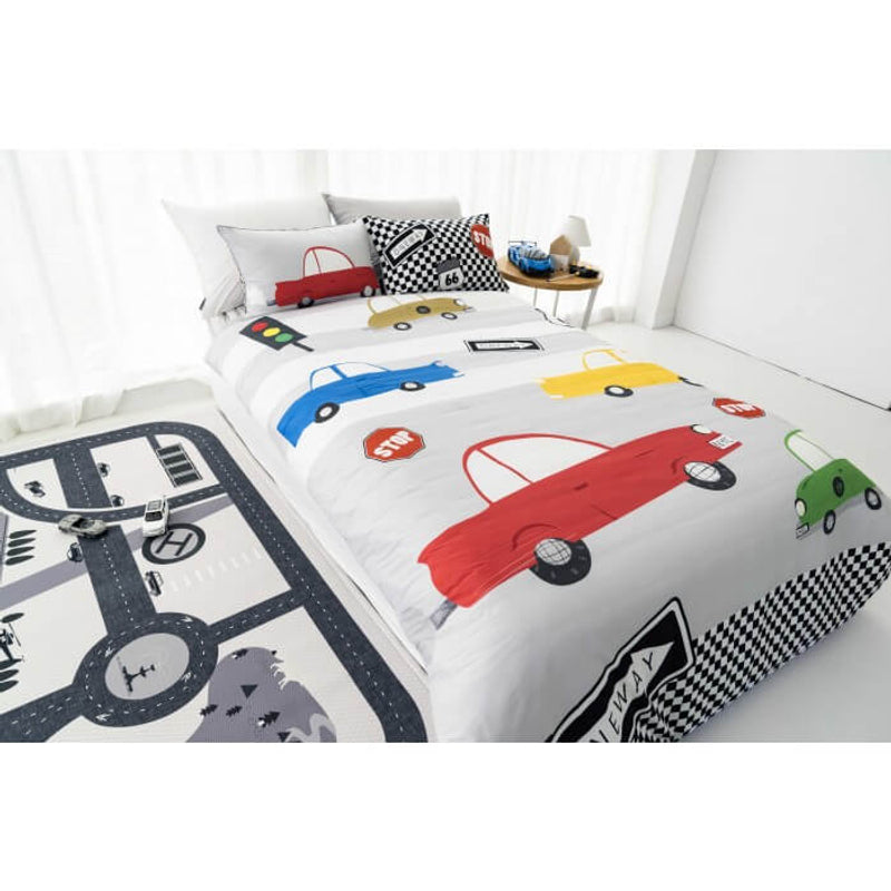 Jadaloo Anti-Dustmite Single Bed Duvet Set - Racing Cars