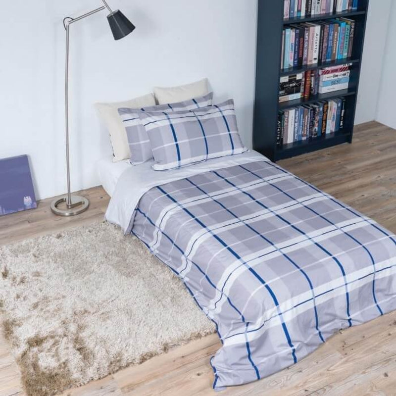 Jadaloo Anti-Dustmite Single Bed Duvet Set without Padding - Blue Checkers