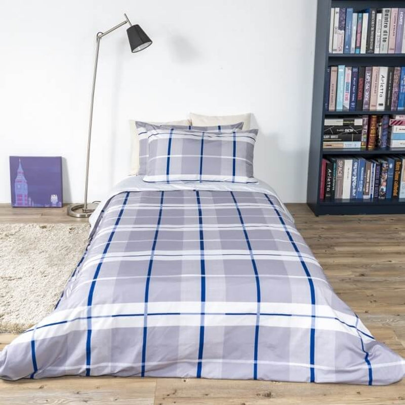 Jadaloo Anti-Dustmite Single Bed Duvet Set without Padding - Blue Checkers