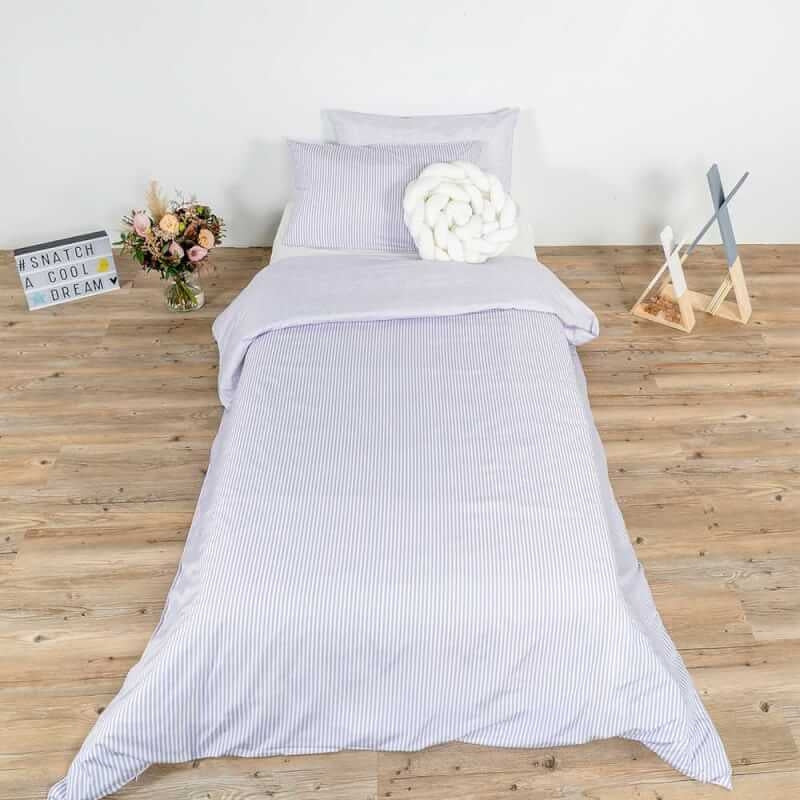 Jadaloo Anti-Dustmite Single Bed Duvet Set without Padding - Purple Stripe