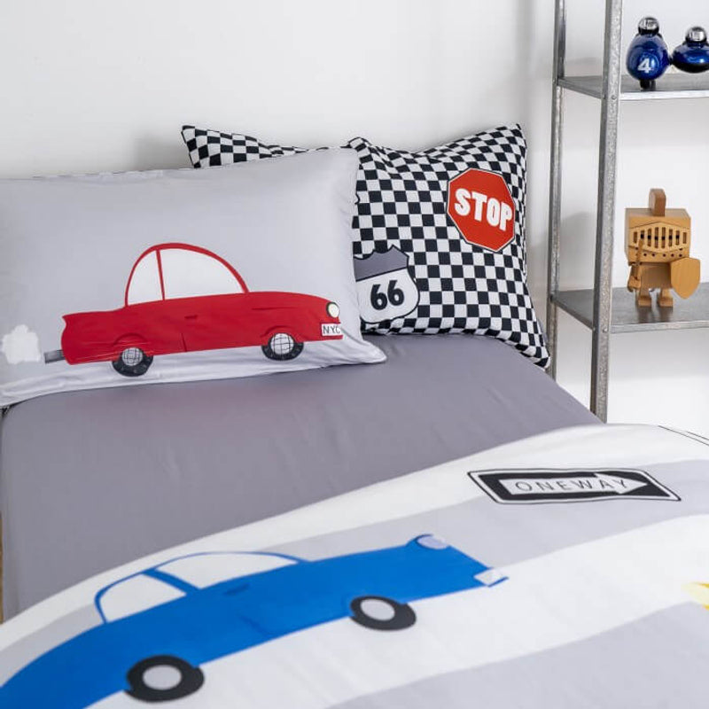 Jadaloo Anti-Dustmite Single Bed Duvet Set without Padding - Racing Cars