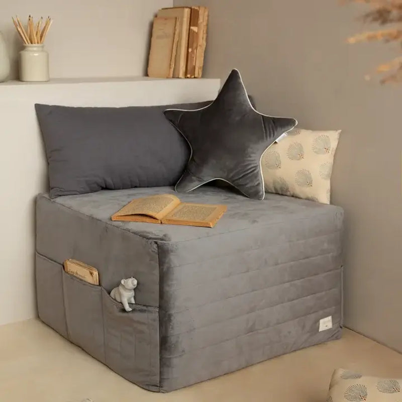 Nobodinoz Sleepover Pouf Folding Mattress - Slate Grey