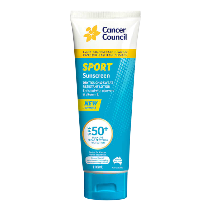 Cancer Council Sport Sunscreen Dry Touch & Sweat Resistant Lotion SPF50+ 110ml Tube