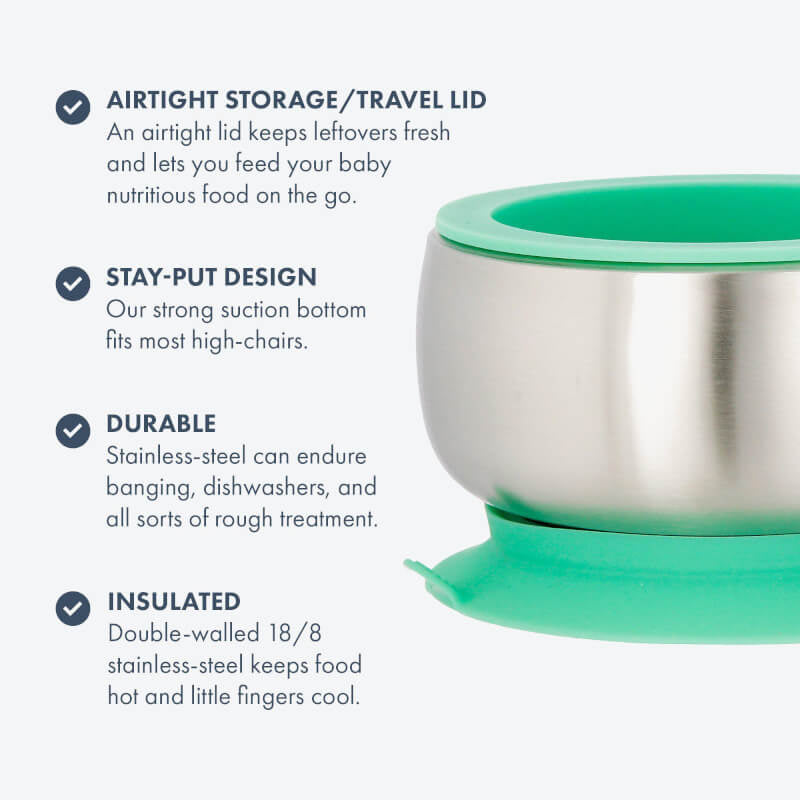 Avanchy Stainless Steel Suction Baby Bowl + Air-Tight Lid