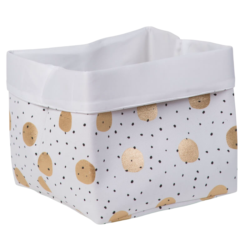 Childhome Storage Basket - Canvas, Gold Dots