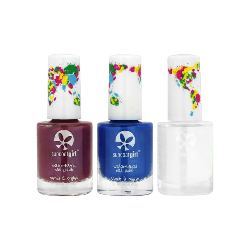 Suncoat Girl Water-Based Nail Polish Mermaid Princess 3 Piece Kit