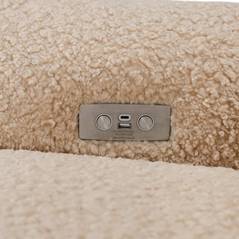 Babyletto Sunday Power Recliner and Swivel Glider - Chai Shearling with Dark Wood Base