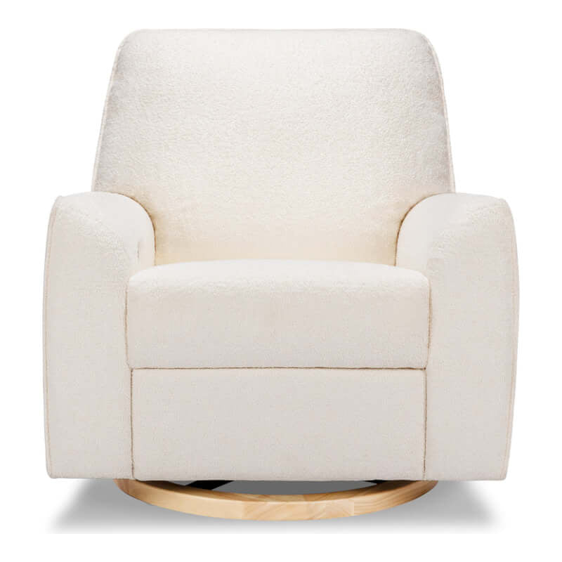 Babyletto Sunday Power Recliner and Swivel Glider - Chantilly Fleece with Light Wood Base