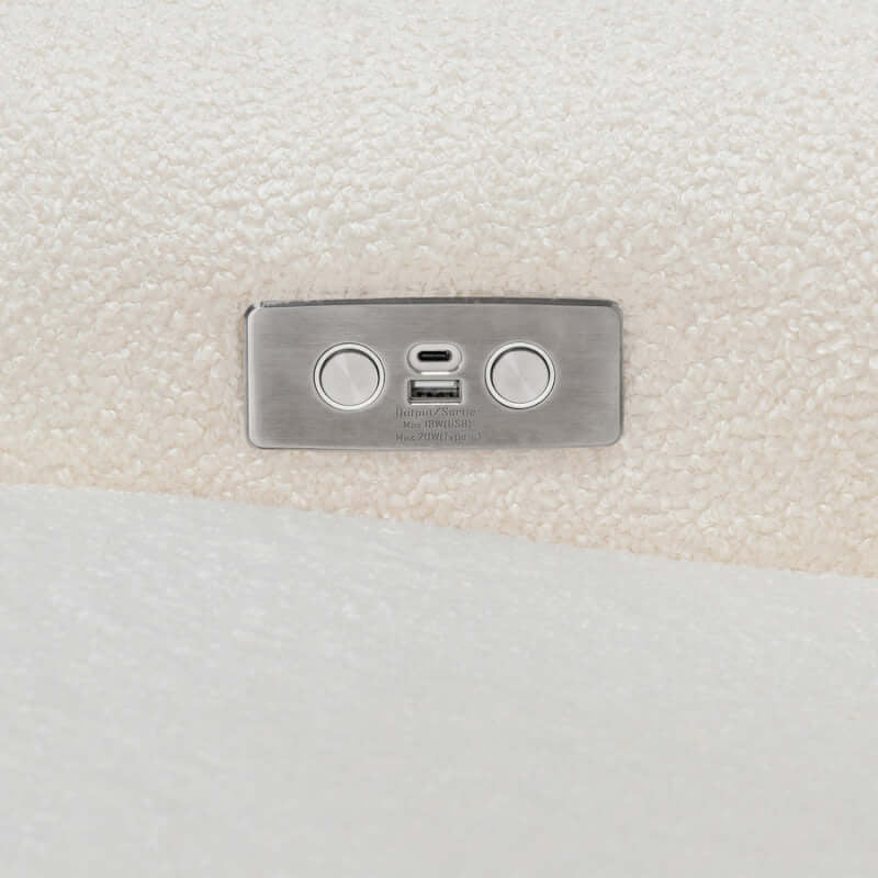 Babyletto Sunday Power Recliner and Swivel Glider - Chantilly Fleece with Light Wood Base